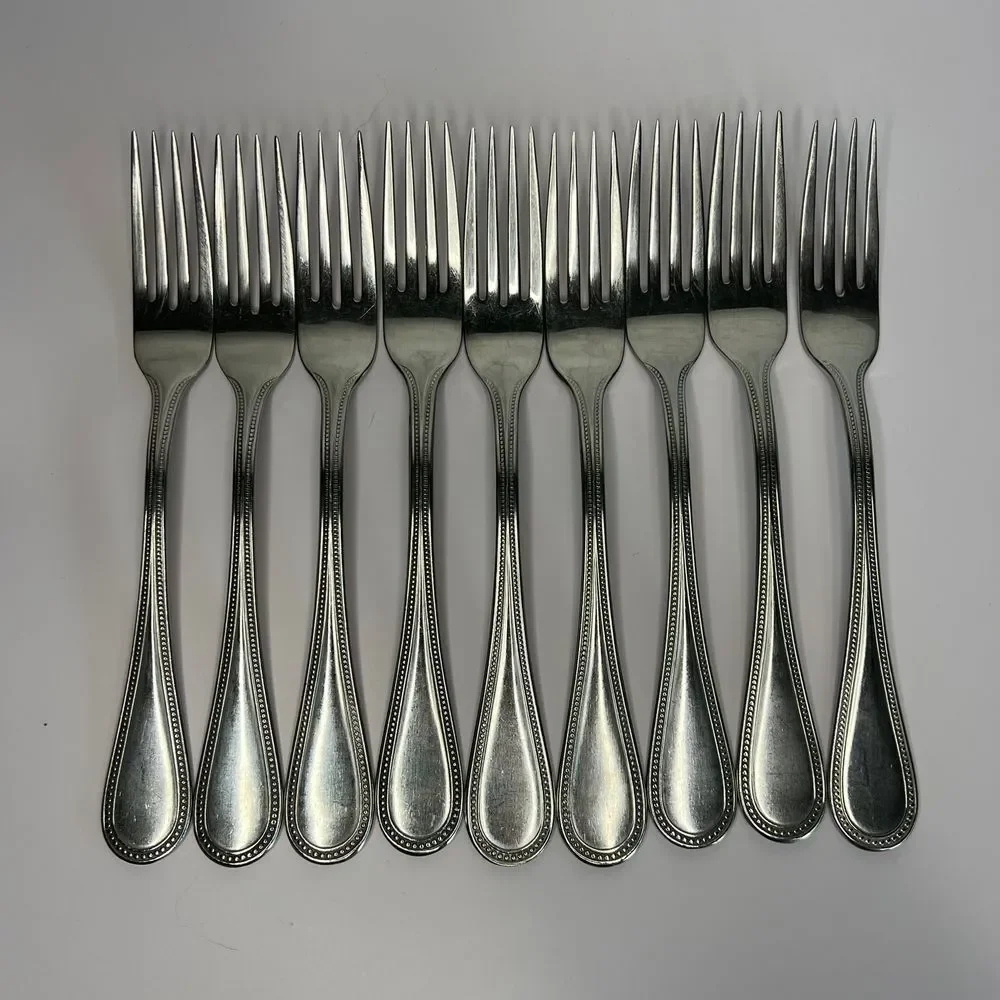 TOWLE 18/8 Stainless Germany Beaded Dinner Forks-Set of 9-8 inches-Replacement‎
